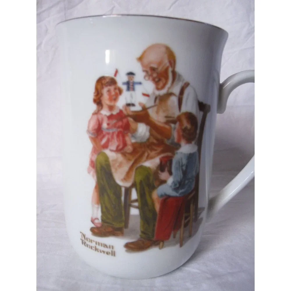Collectible Norman Rockwell‎ The Toymaker Coffee Cup/Mug 1982 Gold Rimmed Seal!